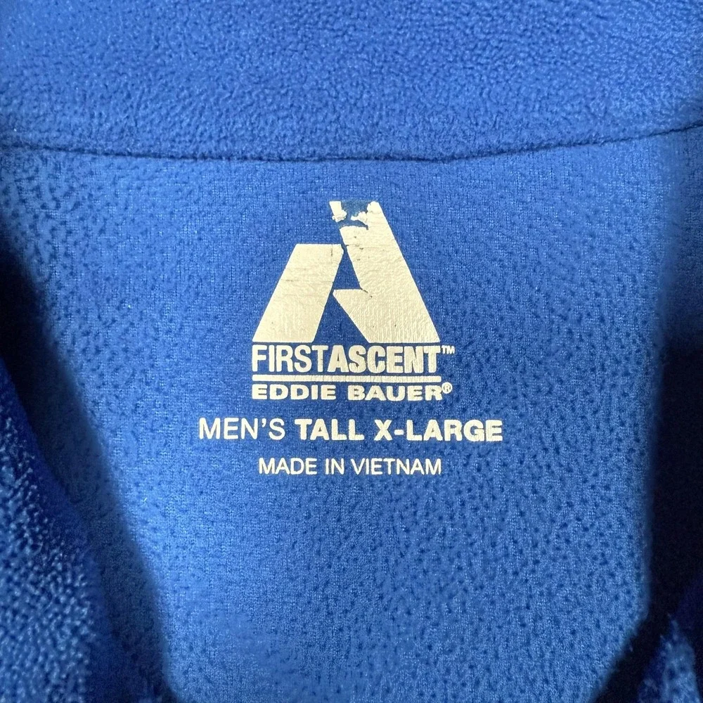 Eddie Bauer First‎ Ascent Pullover Mens Tall XL Blue Fleece Quarter Zip Pocket